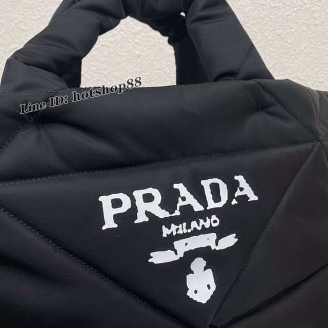 Prada專櫃秋冬新款托特包 2VG082 普拉達黑色尼龍布手提購物袋 csp1643